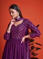 Smart Looking Partywear Gown in Purple Colour